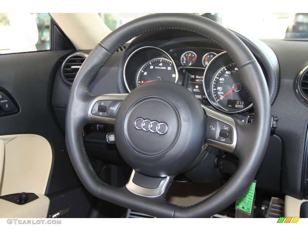 2010 Audi TT 2.0 TFSI quattro Coupe Luxor Beige Nappa Leather Steering Wheel Photo #58961505