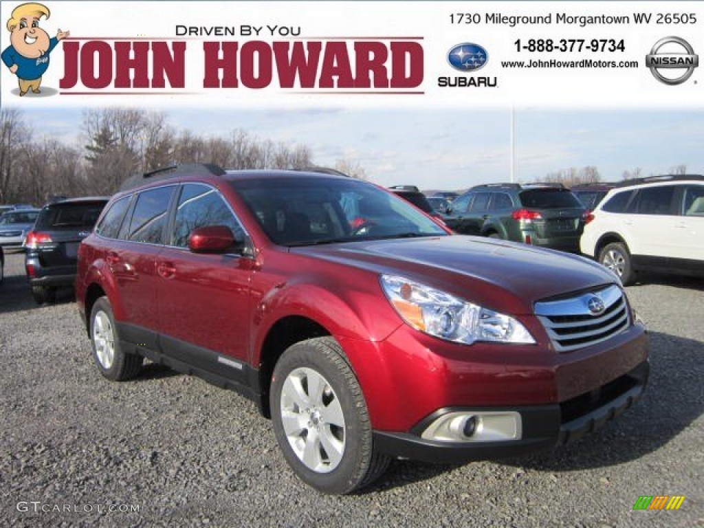 2012 Outback 2.5i Premium - Ruby Red Pearl / Off Black photo #1