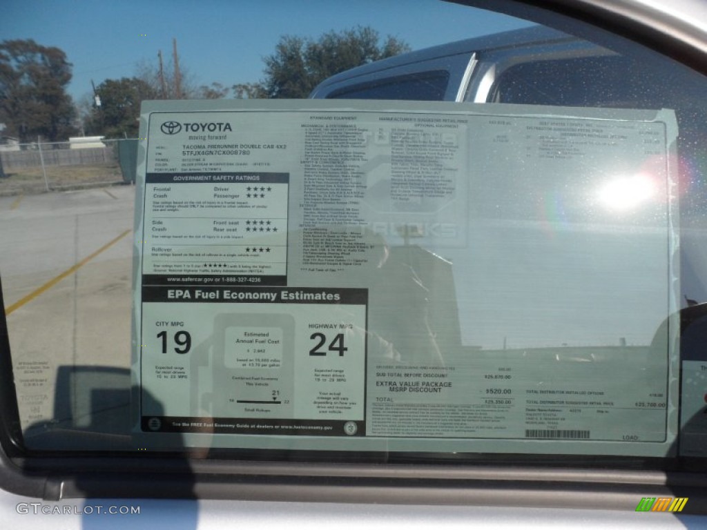 2012 Toyota Tacoma SR5 Prerunner Double Cab Window Sticker Photos