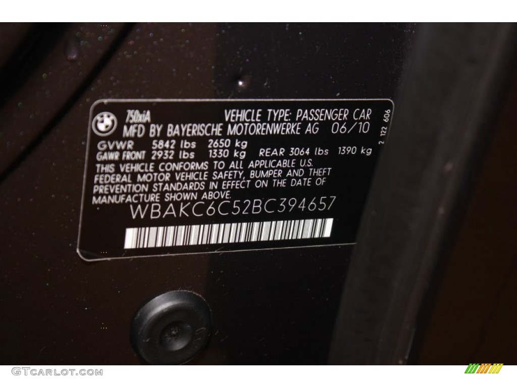 2011 7 Series 750i xDrive Sedan - Dark Graphite Metallic / Black Nappa Leather photo #42