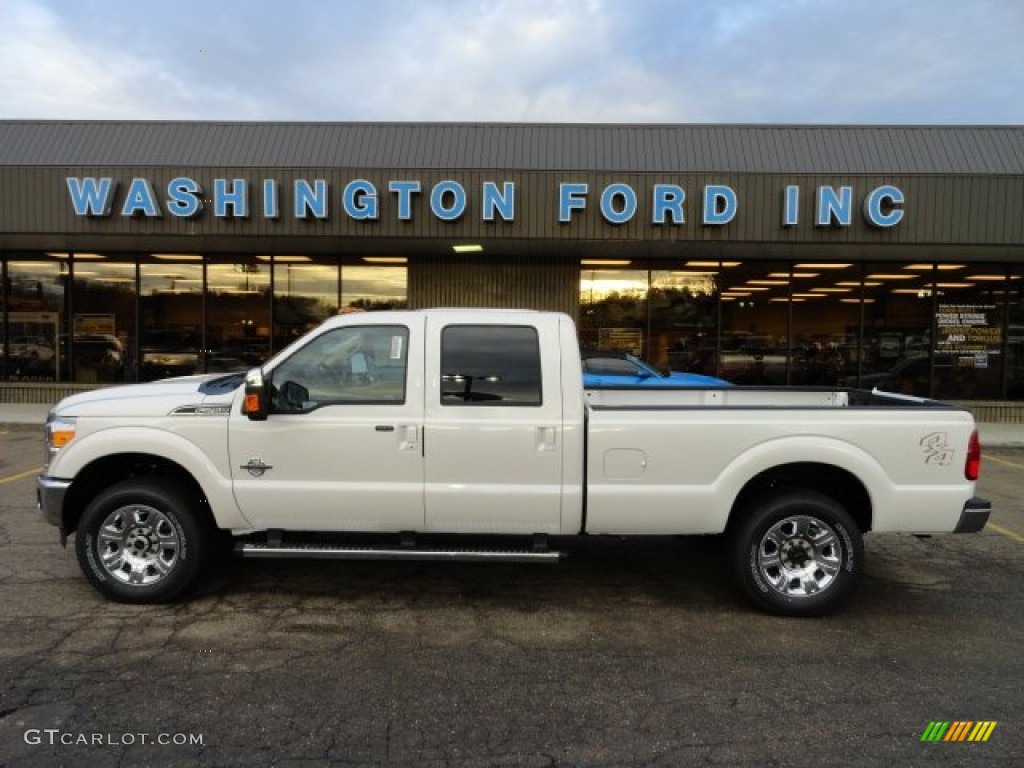 2012 F250 Super Duty Lariat Crew Cab 4x4 - White Platinum Metallic Tri-Coat / Adobe photo #1