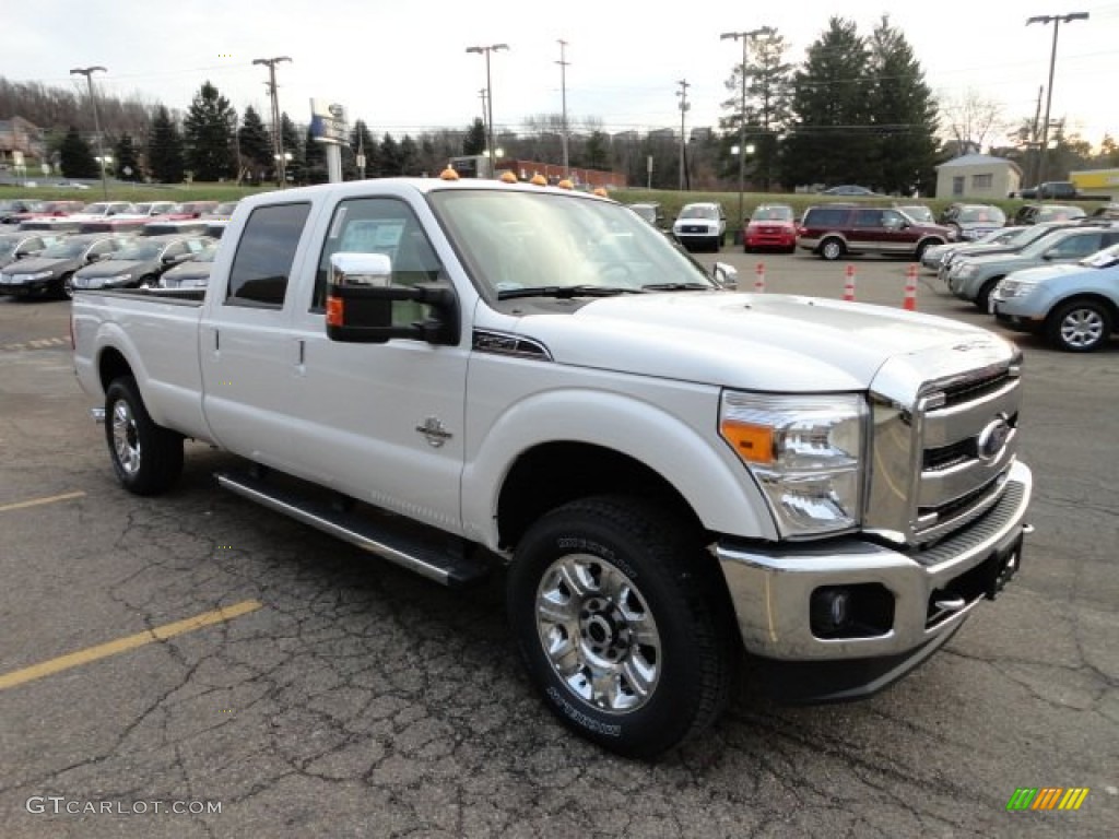 2012 F250 Super Duty Lariat Crew Cab 4x4 - White Platinum Metallic Tri-Coat / Adobe photo #6