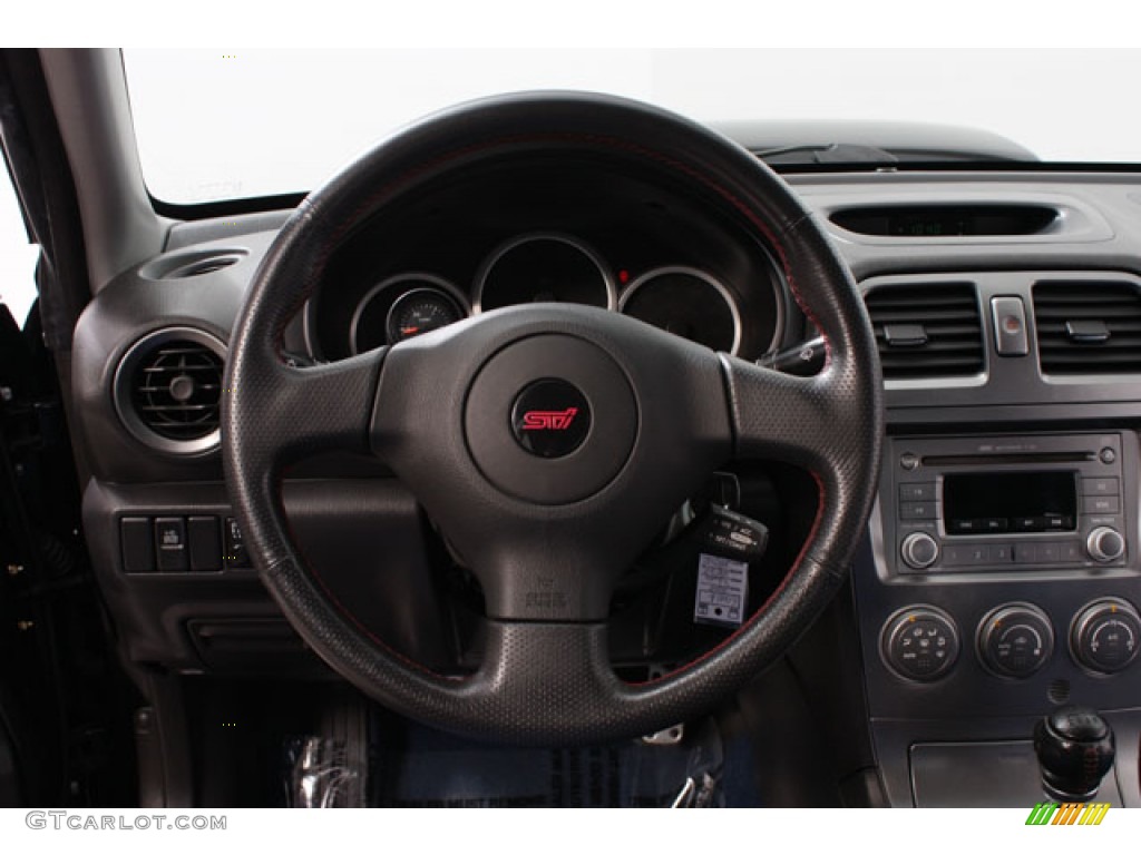 2005 Subaru Impreza WRX STi Black/Blue Ecsaine Steering Wheel Photo #58982170