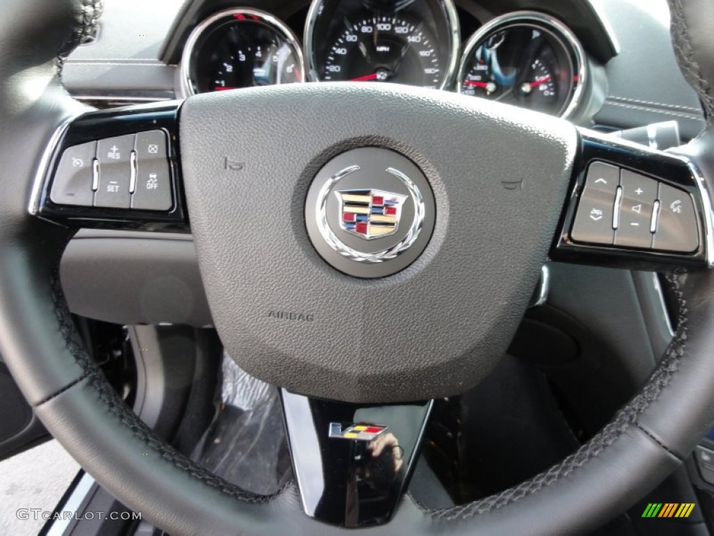 2012 Cadillac CTS -V Coupe Ebony/Ebony Steering Wheel Photo #58989670