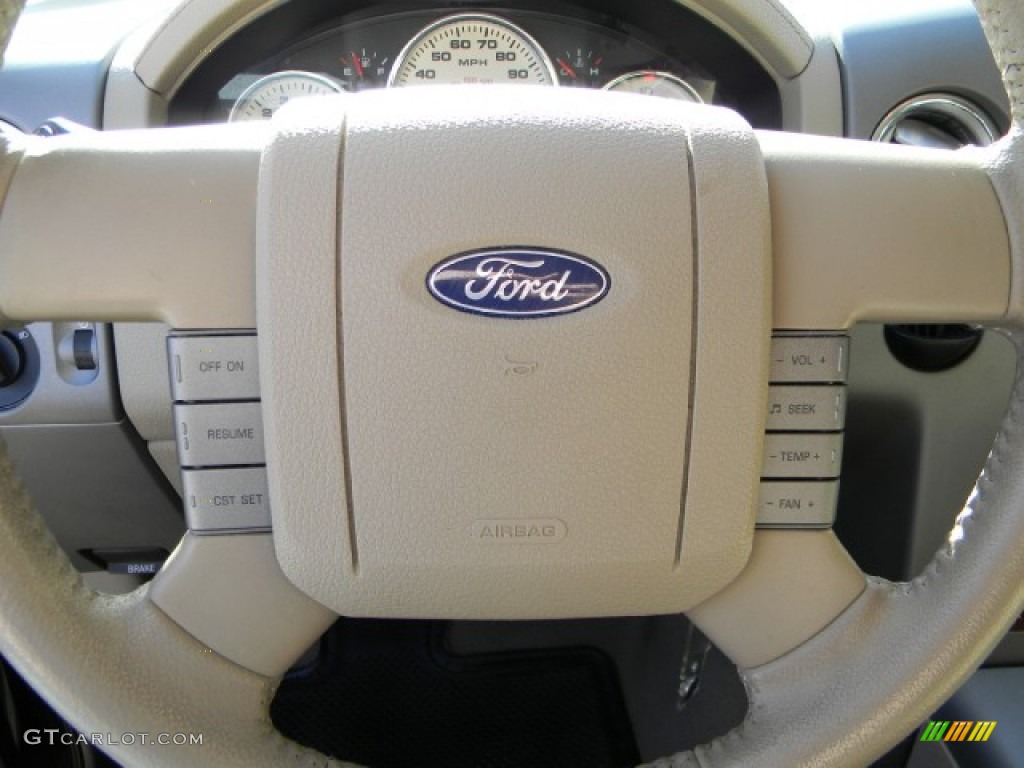 2007 Ford F150 Lariat SuperCrew Tan Steering Wheel Photo #58995028