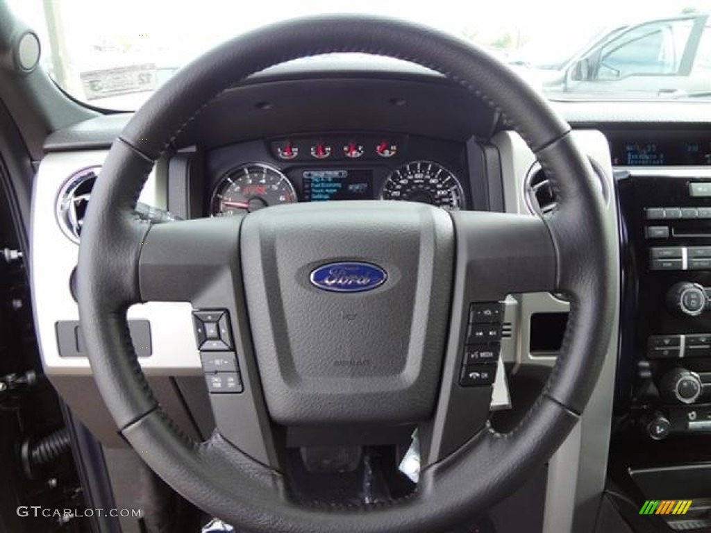 2012 Ford F150 FX4 SuperCrew 4x4 Black Steering Wheel Photo #58998199