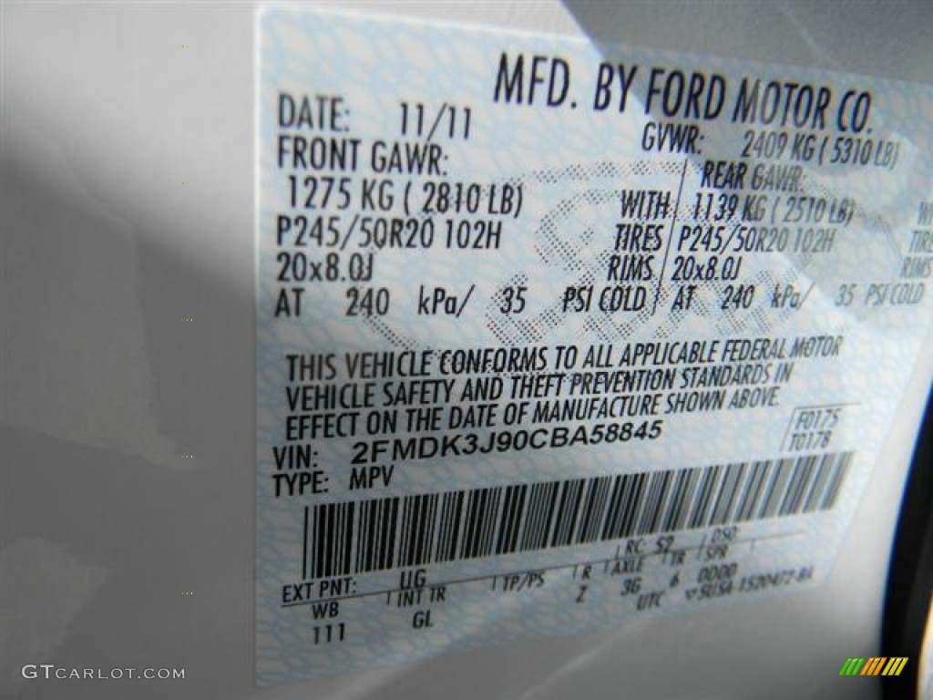 2012 Edge SEL EcoBoost - White Platinum Metallic Tri-Coat / Medium Light Stone photo #13