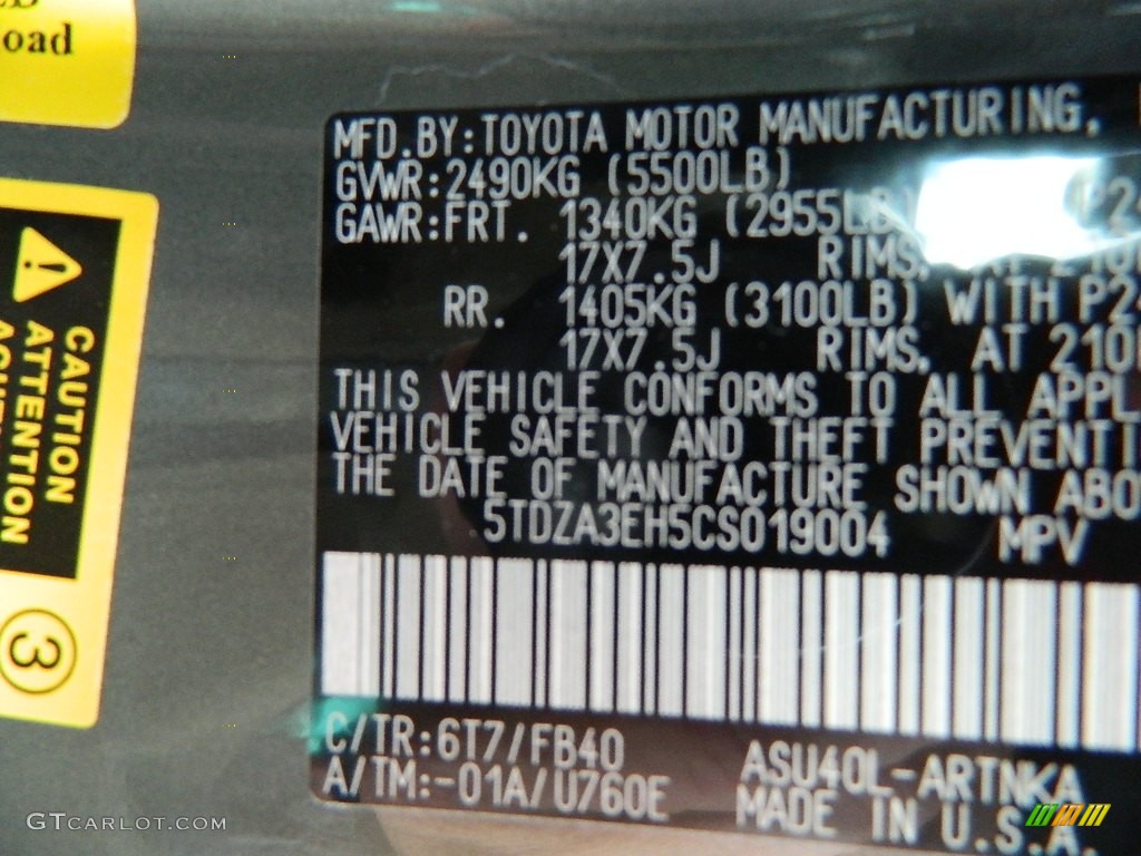 2012 Highlander Color Code 6T7 for Cypress Green Pearl Photo #59010533