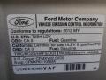 2012 Ford Focus Titanium Sedan Info Tag