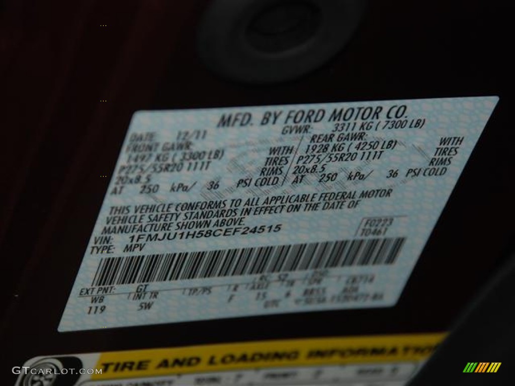 2012 Expedition Color Code GT for Autumn Red Metallic Photo #59020634