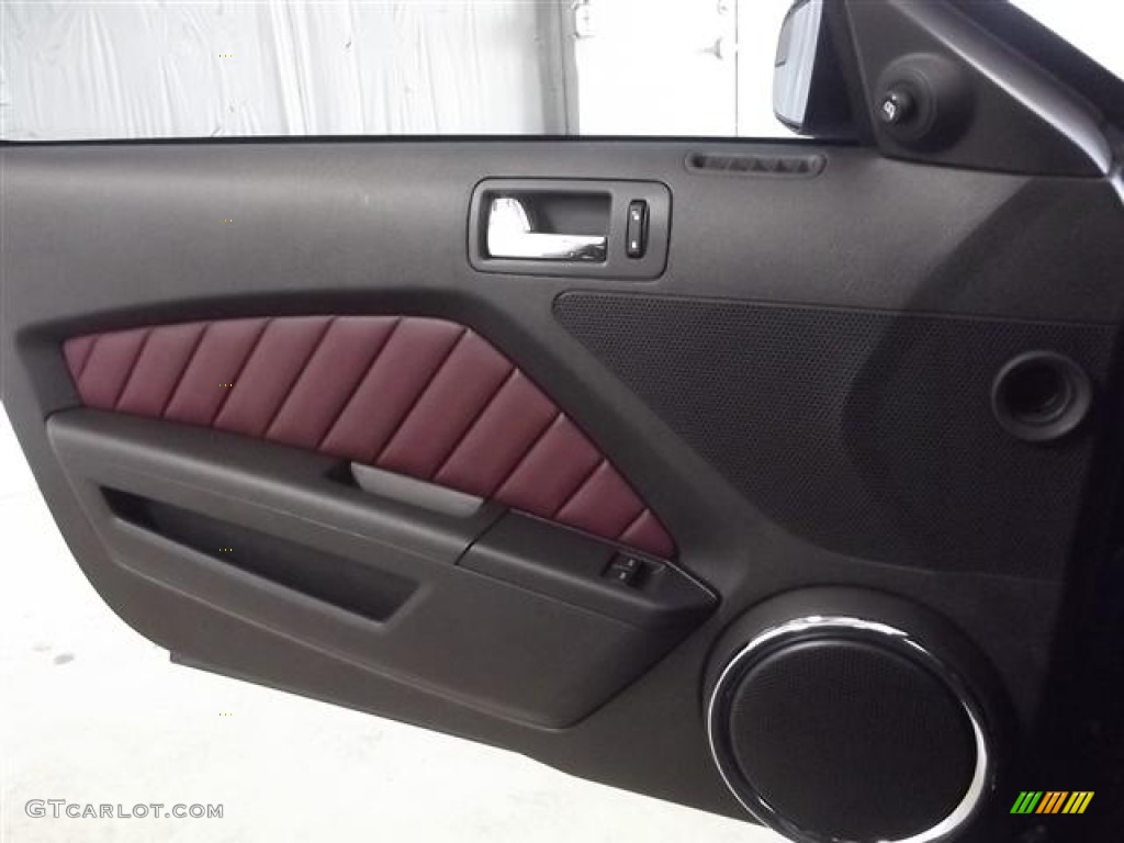 2012 Ford Mustang GT Premium Coupe Lava Red/Charcoal Black Door Panel Photo #59021486