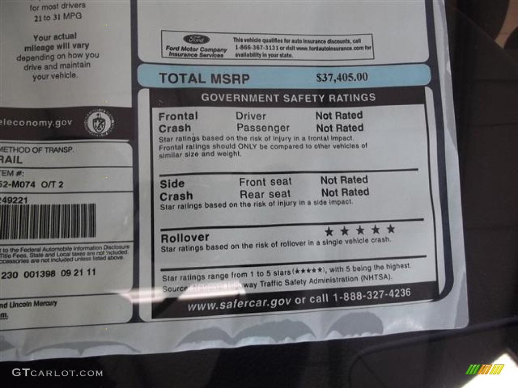 2012 Ford Mustang GT Premium Coupe Window Sticker Photo #59021504