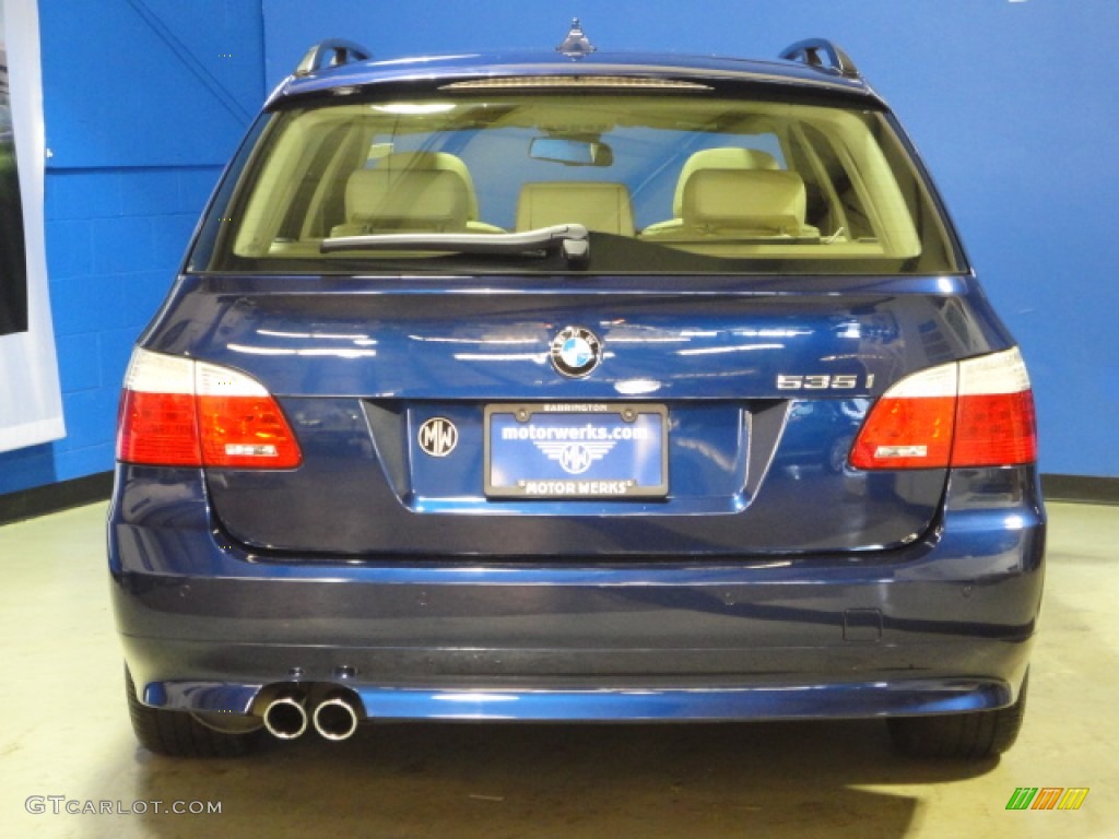 2009 5 Series 535xi Sports Wagon - Deep Sea Blue Metallic / Cream Beige Dakota Leather photo #7