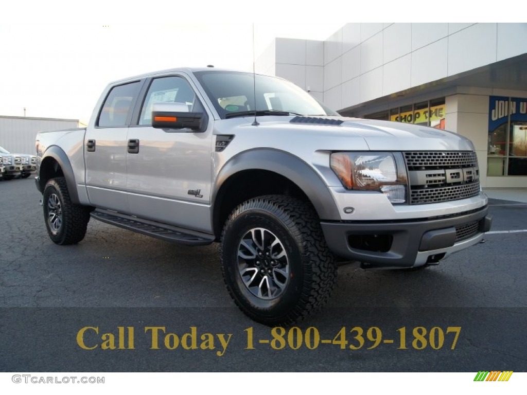 2012 F150 SVT Raptor SuperCrew 4x4 - Ingot Silver Metallic / Raptor Black Leather/Cloth with Blue Accent photo #1