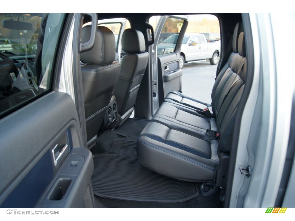 Raptor Black Leather/Cloth with Blue Accent Interior 2012 Ford F150 SVT Raptor SuperCrew 4x4 Photo #59033005