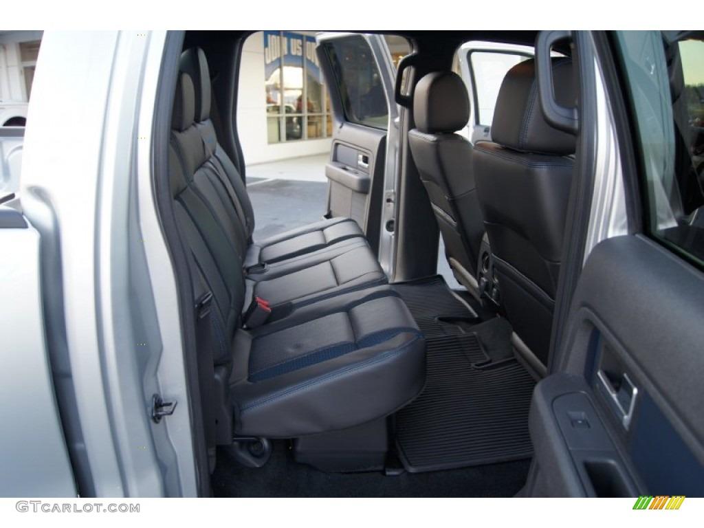 Raptor Black Leather/Cloth with Blue Accent Interior 2012 Ford F150 SVT Raptor SuperCrew 4x4 Photo #59033017