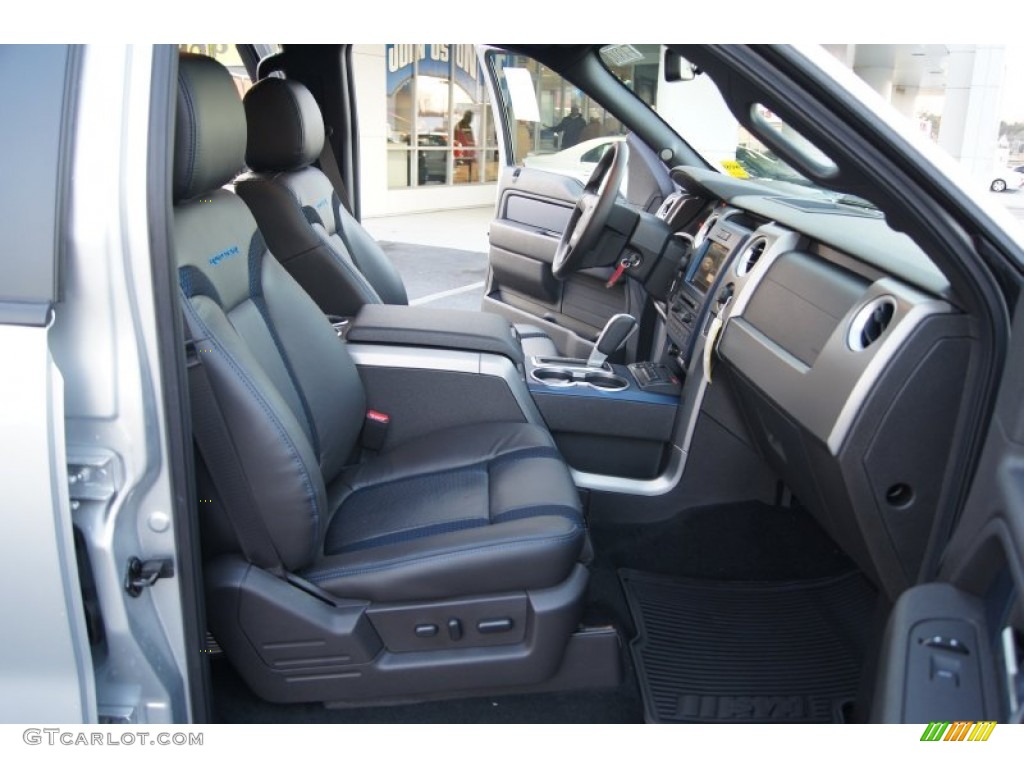 Raptor Black Leather/Cloth with Blue Accent Interior 2012 Ford F150 SVT Raptor SuperCrew 4x4 Photo #59033035