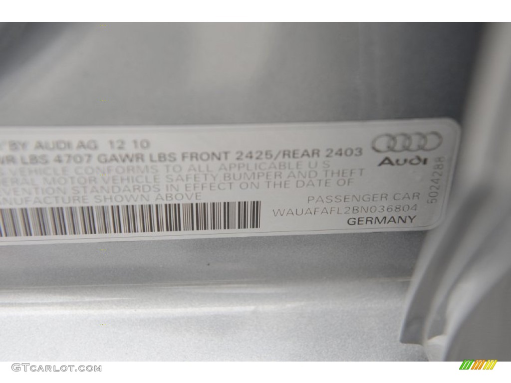 2011 A4 2.0T Sedan - Quartz Grey Metallic / Black photo #42