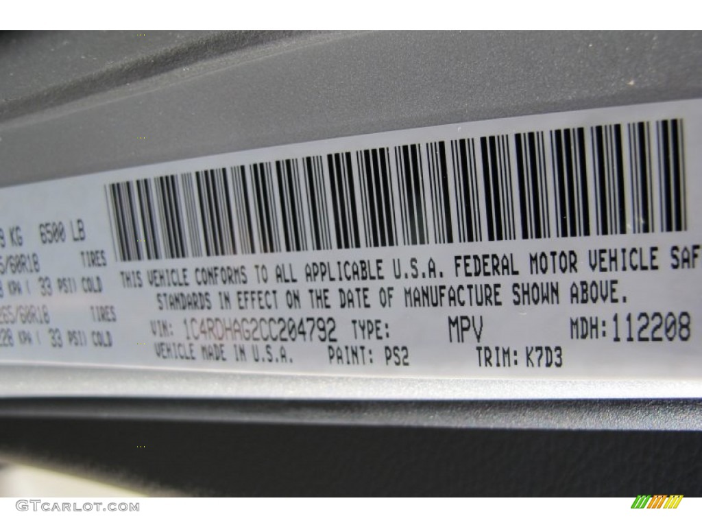 2012 Durango Color Code PS2 for Bright Silver Metallic Photo #59034922