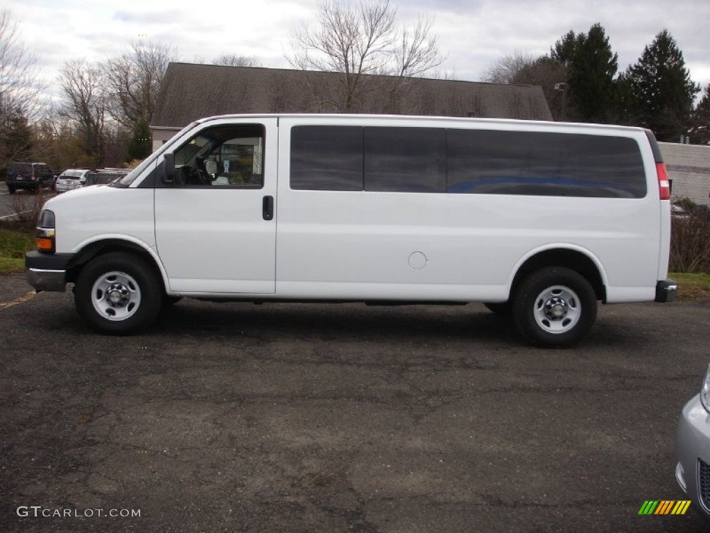 Summit White 2011 Chevrolet Express LT 3500 Extended Passenger Van Exterior Photo #59037940