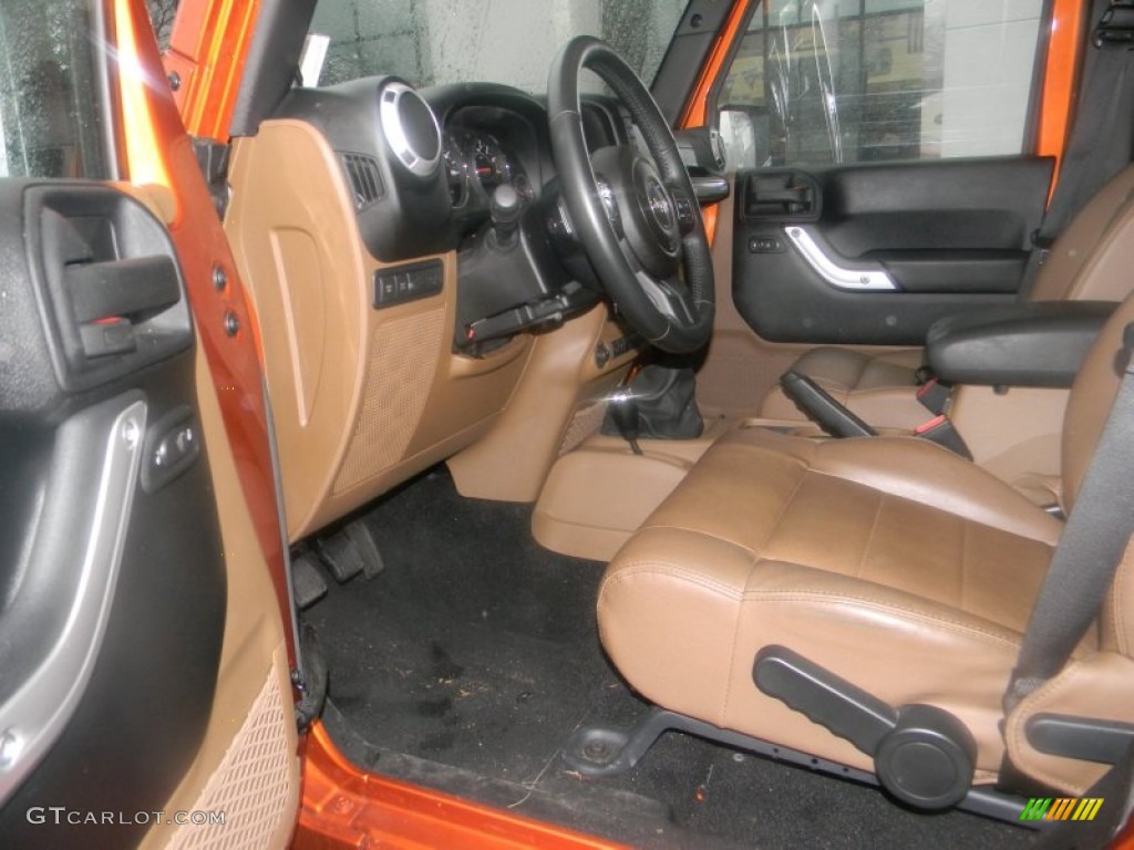 Black/Dark Saddle Interior 2011 Jeep Wrangler Unlimited Rubicon 4x4 Photo #59038569