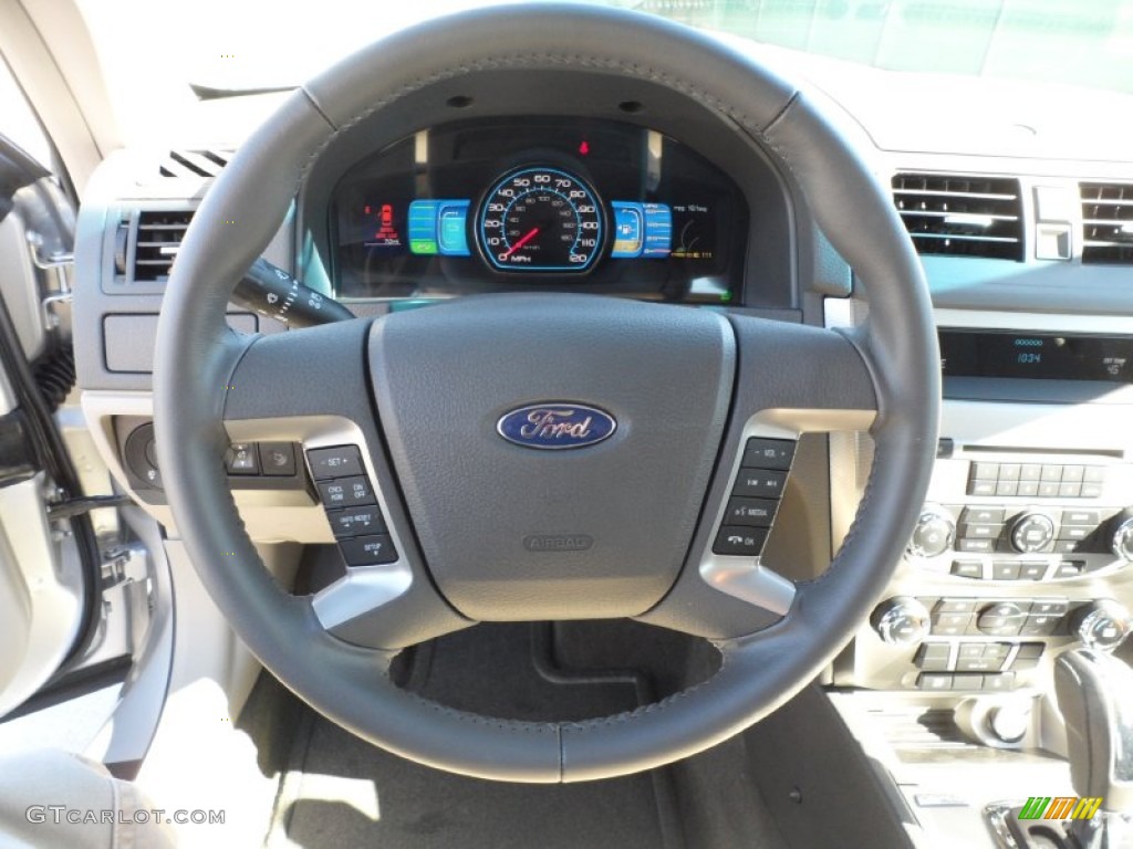 2012 Ford Fusion Hybrid Medium Light Stone Steering Wheel Photo #59051966