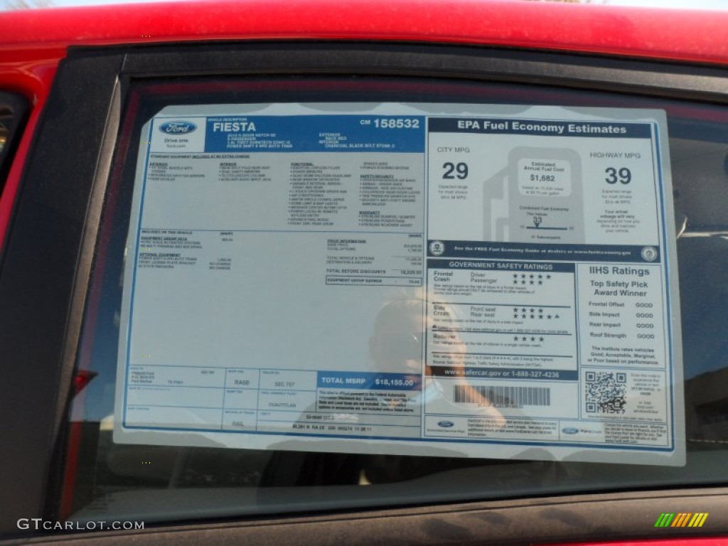 2012 Ford Fiesta SE Hatchback Window Sticker Photo #59052081