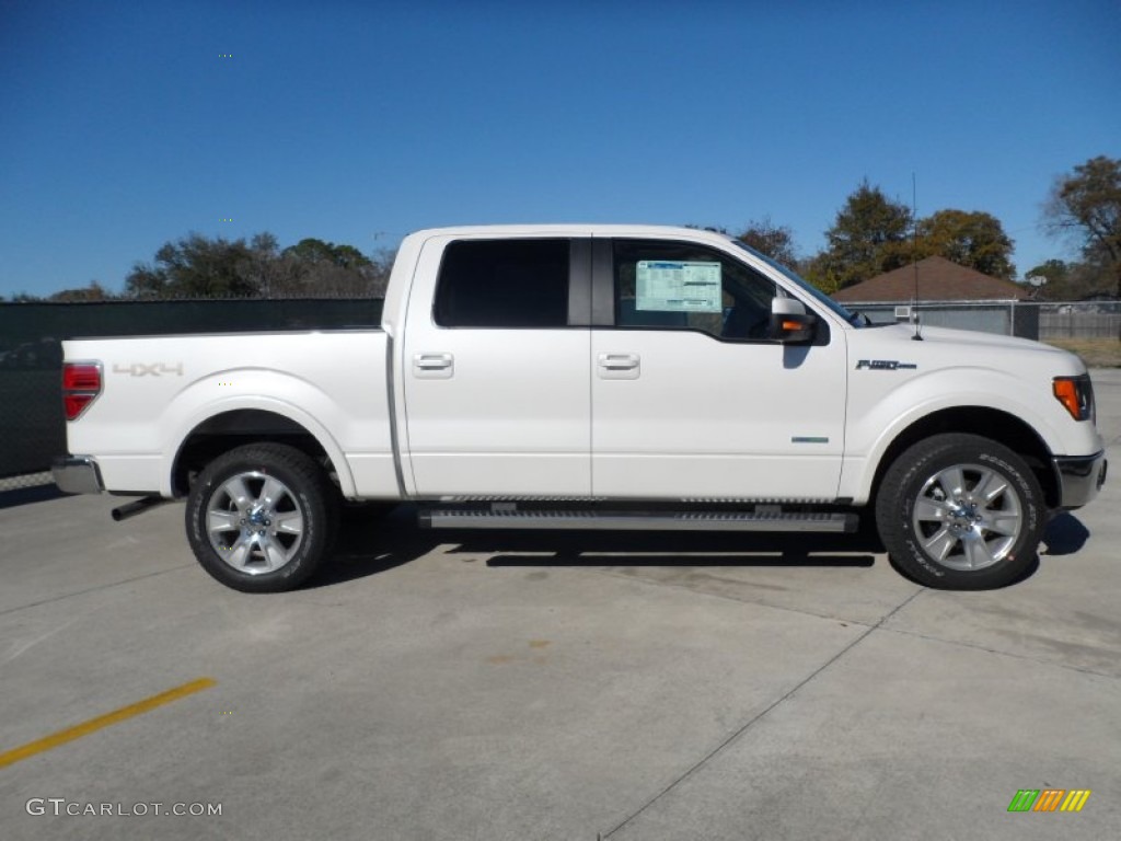 2012 F150 Lariat SuperCrew 4x4 - White Platinum Metallic Tri-Coat / Pale Adobe photo #2