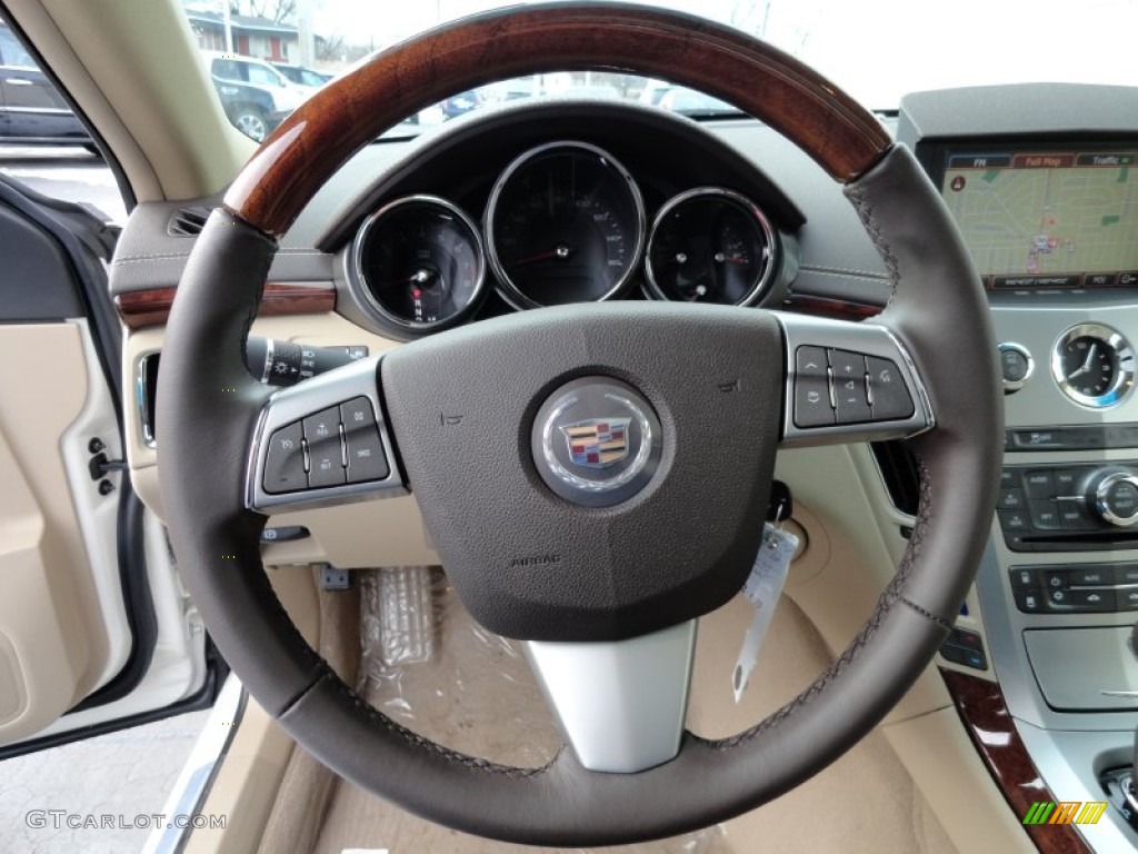 2012 Cadillac CTS 4 3.0 AWD Sedan Cashmere/Cocoa Steering Wheel Photo #59066884