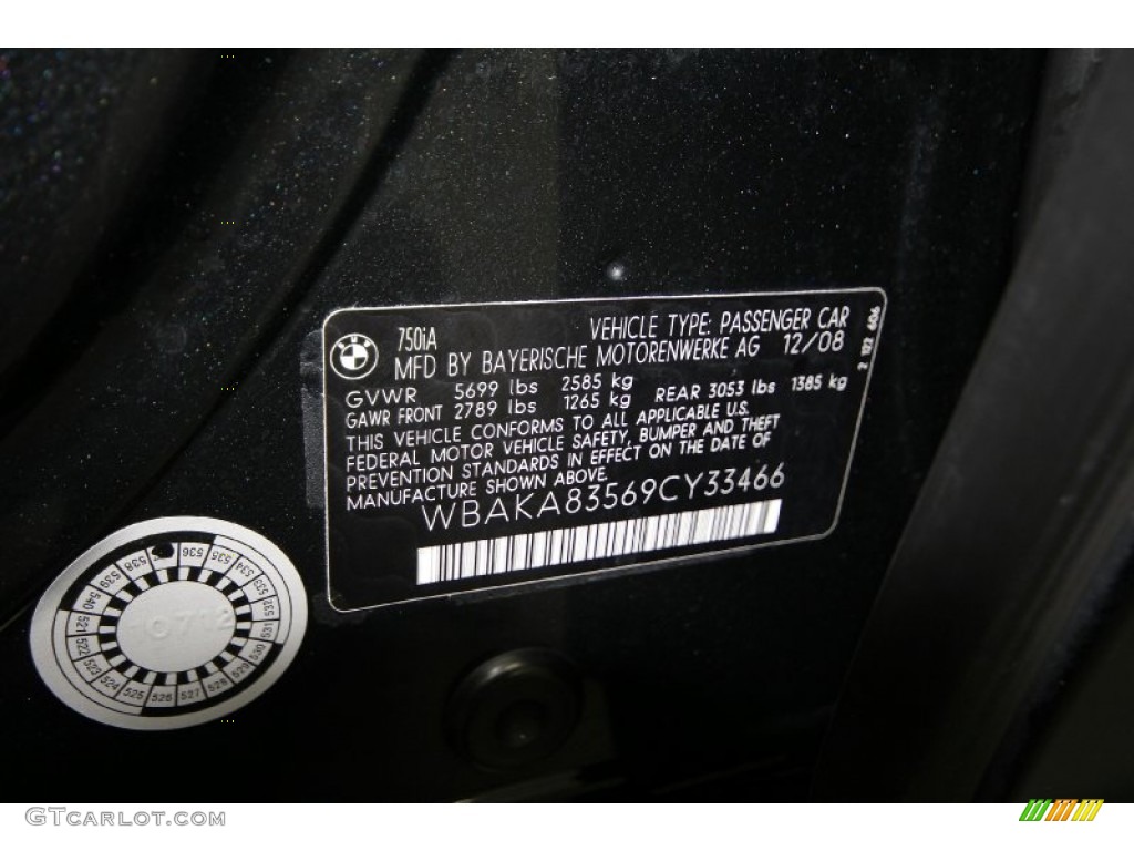 2009 BMW 7 Series 750i Sedan Info Tag Photos