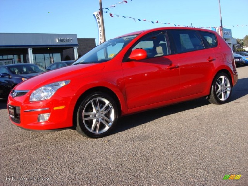 2009 Elantra Touring - Chilipepper Red / Beige photo #2