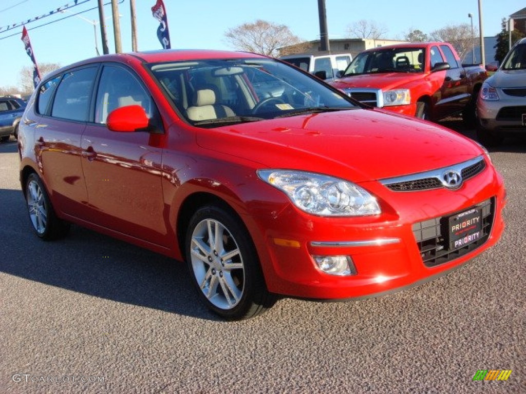 2009 Elantra Touring - Chilipepper Red / Beige photo #7