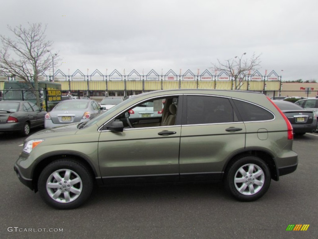 2009 CR-V EX 4WD - Green Tea Metallic / Ivory photo #4