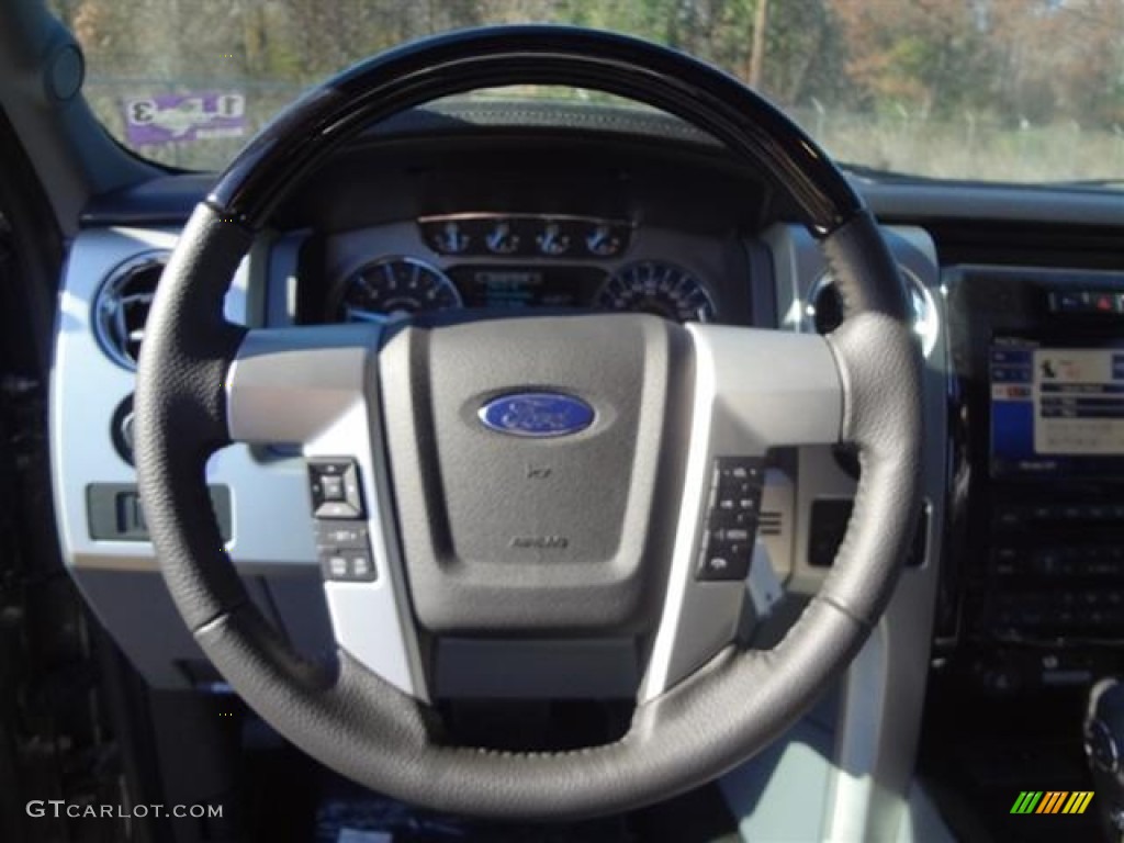 2011 Ford F150 Platinum SuperCrew Steel Gray/Black Steering Wheel Photo #59081699