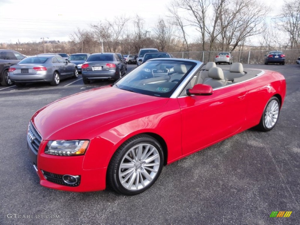 2010 A5 2.0T quattro Cabriolet - Brilliant Red / Linen Beige photo #2