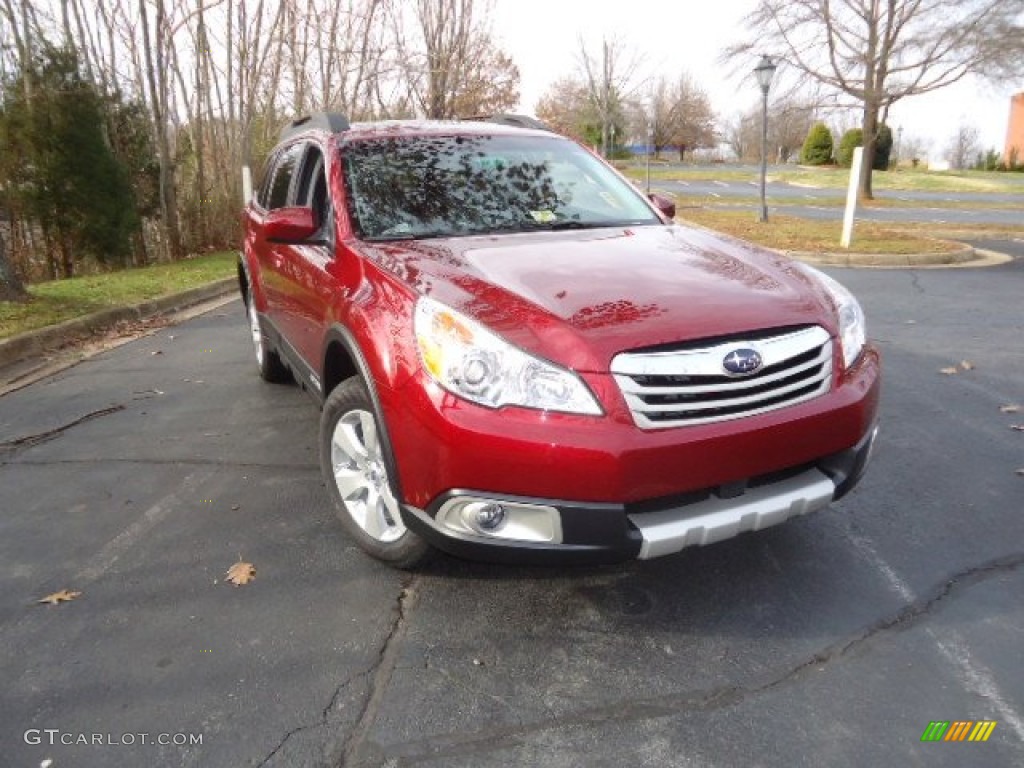 2012 Outback 2.5i Premium - Ruby Red Pearl / Off Black photo #1