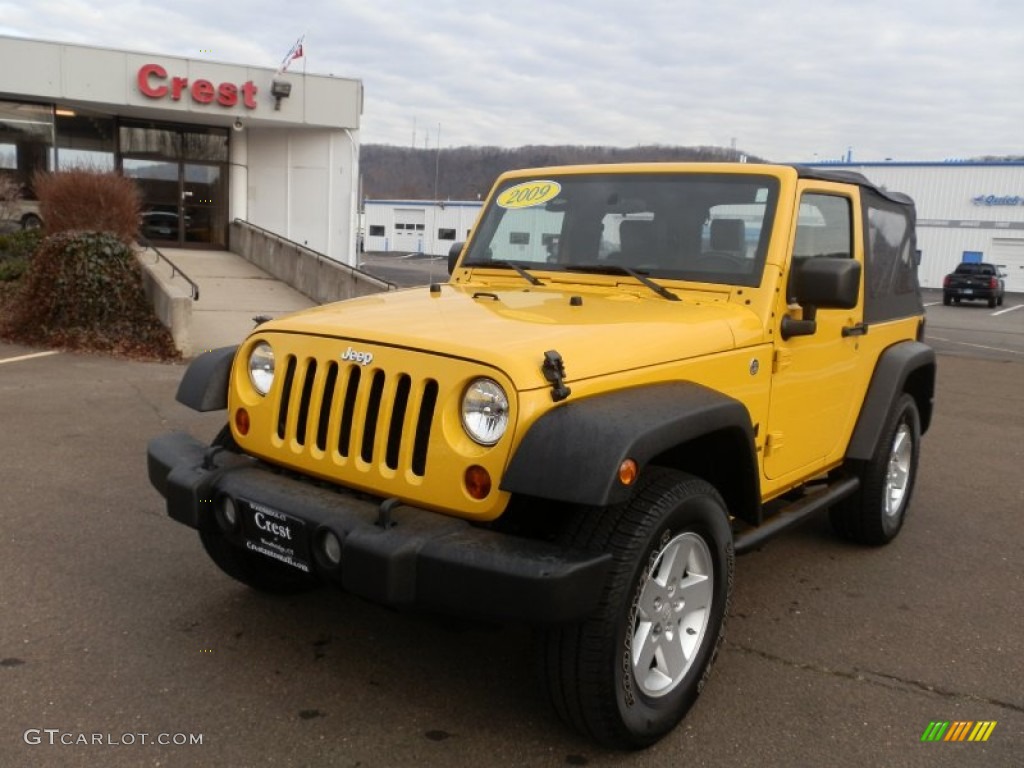 2009 Wrangler X 4x4 - Detonator Yellow / Dark Slate Gray/Medium Slate Gray photo #2