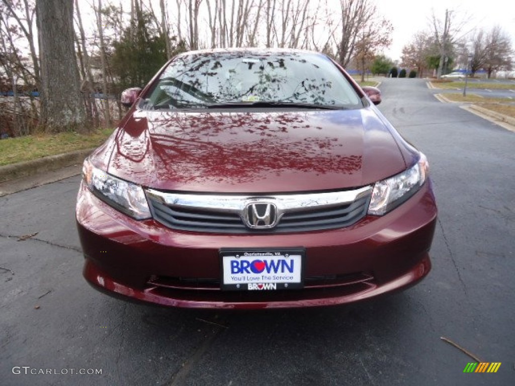 2012 Civic LX Sedan - Crimson Pearl / Beige photo #2