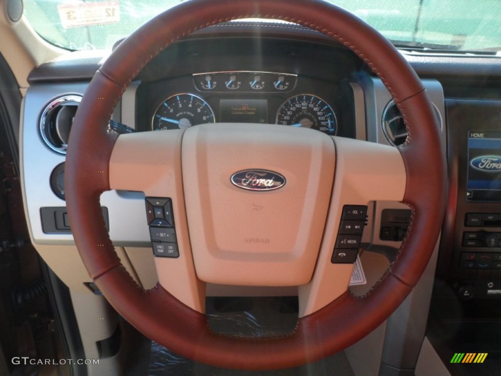 2012 Ford F150 King Ranch SuperCrew 4x4 King Ranch Chaparral Leather Steering Wheel Photo #59110877