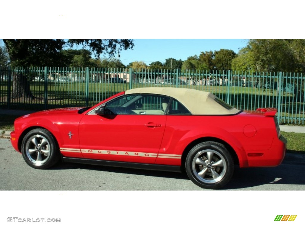 2006 Mustang V6 Premium Convertible - Torch Red / Light Parchment photo #4