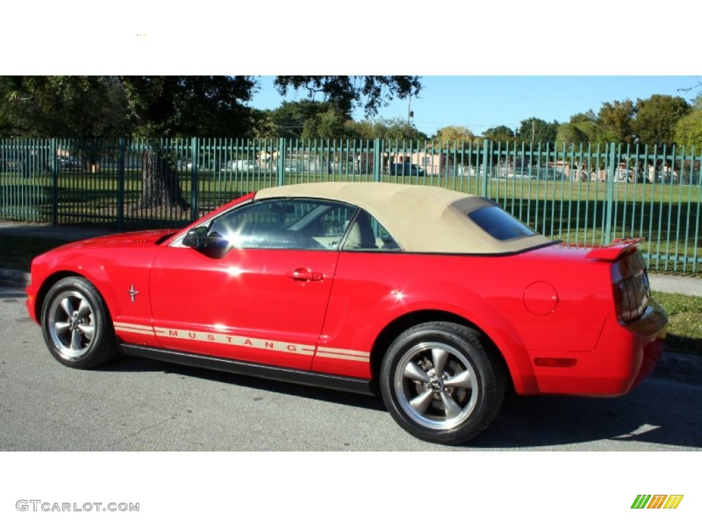 2006 Mustang V6 Premium Convertible - Torch Red / Light Parchment photo #5