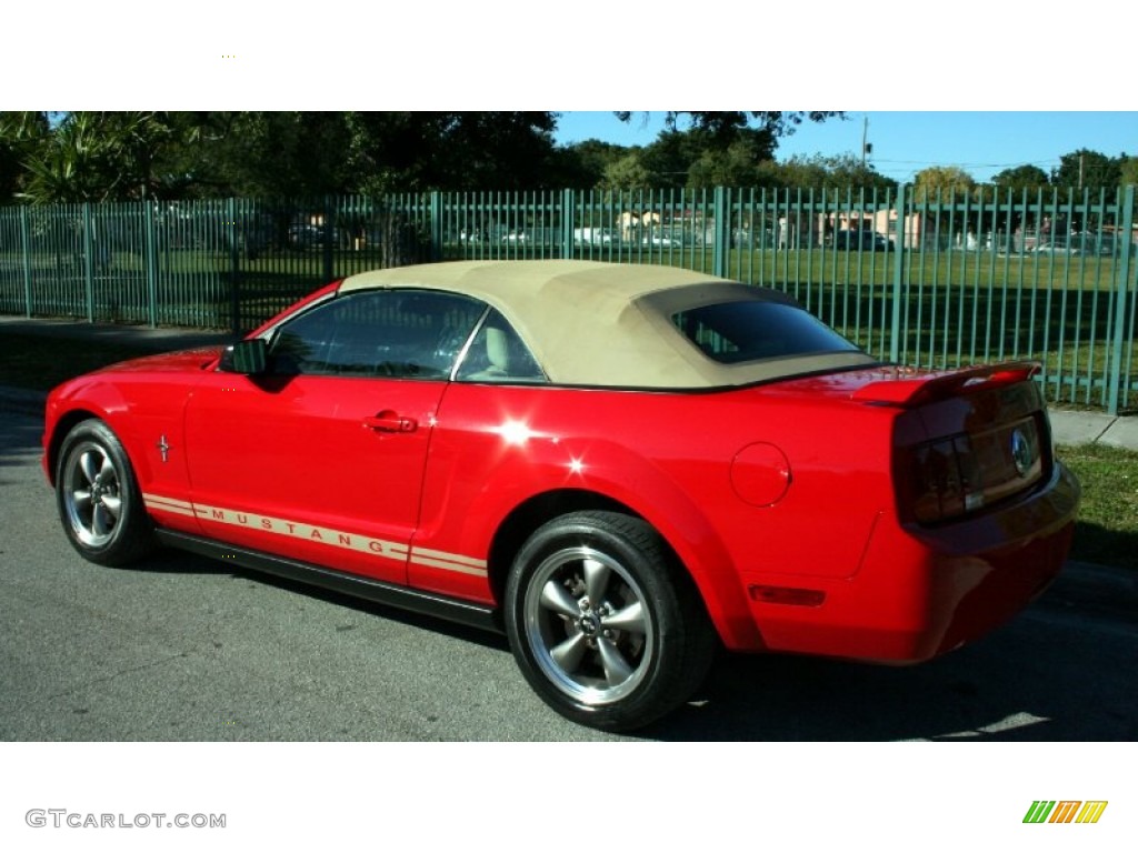 2006 Mustang V6 Premium Convertible - Torch Red / Light Parchment photo #6