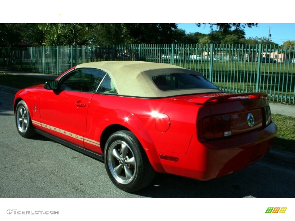 2006 Mustang V6 Premium Convertible - Torch Red / Light Parchment photo #7