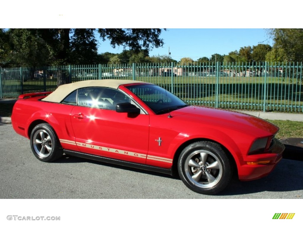 2006 Mustang V6 Premium Convertible - Torch Red / Light Parchment photo #14