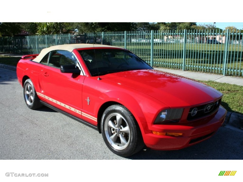 2006 Mustang V6 Premium Convertible - Torch Red / Light Parchment photo #16