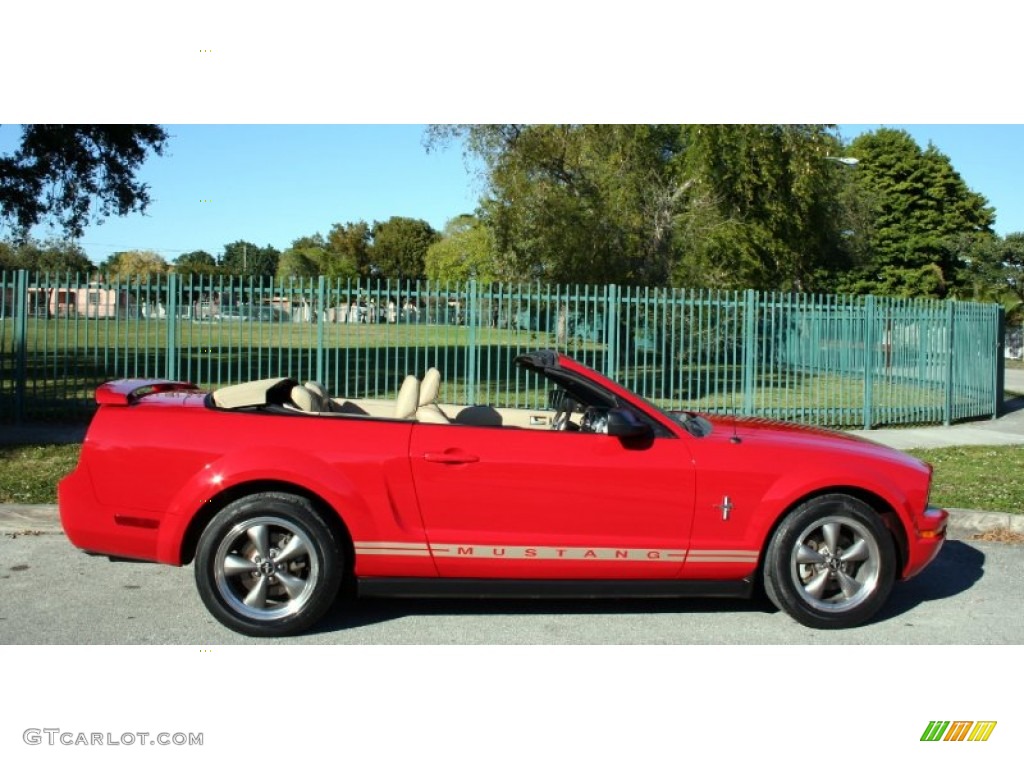 2006 Mustang V6 Premium Convertible - Torch Red / Light Parchment photo #29