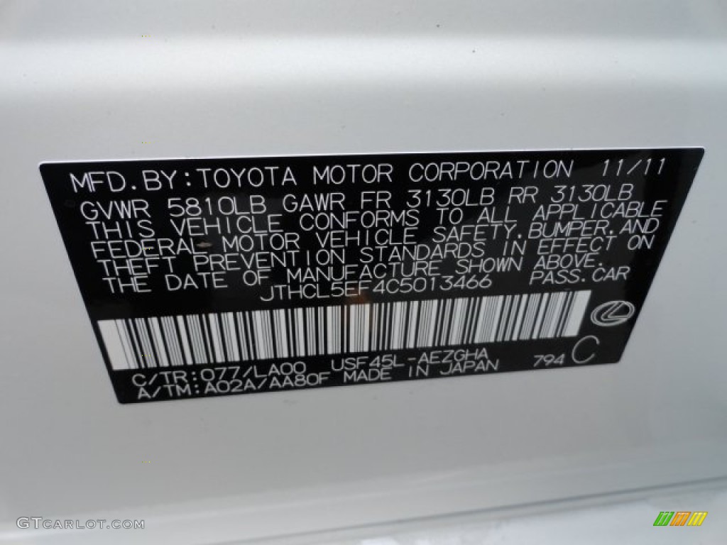 2012 LS Color Code 077 for Starfire White Pearl Photo #59116239