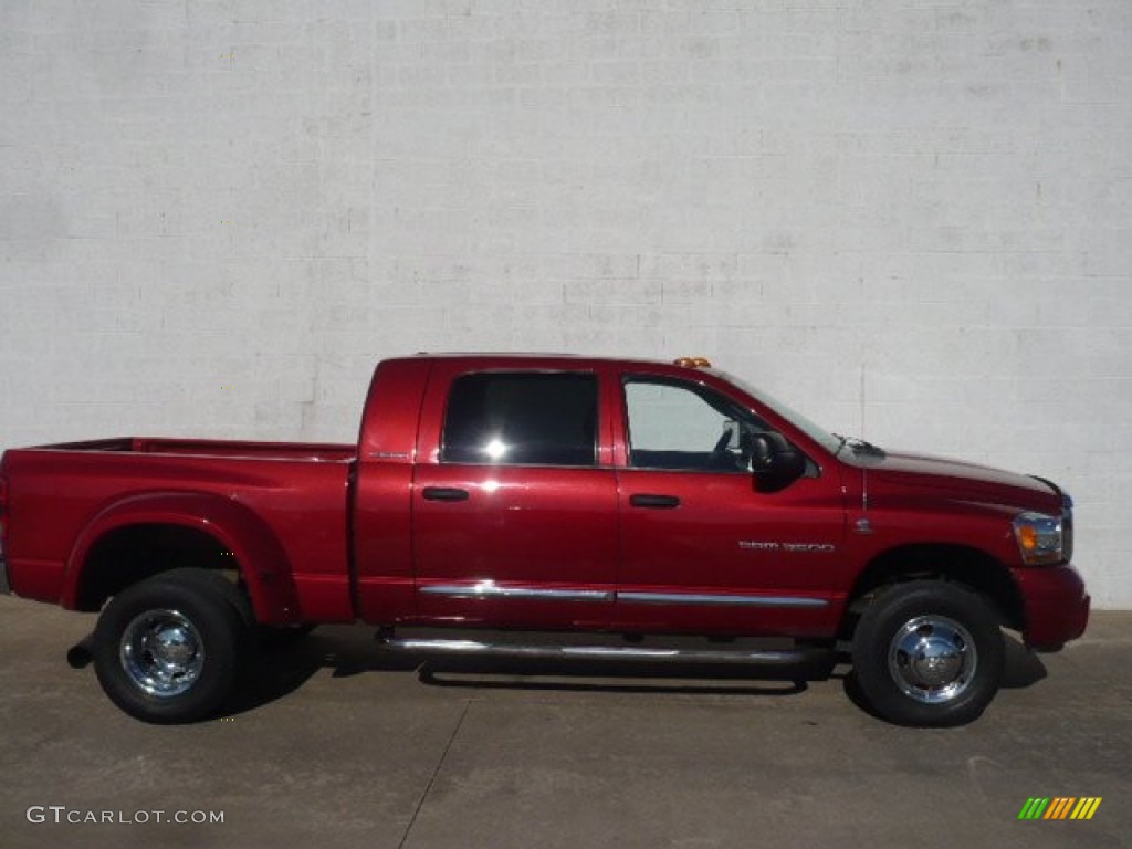 2006 Ram 3500 Laramie Mega Cab 4x4 Dually - Inferno Red Crystal Pearl / Medium Slate Gray photo #1