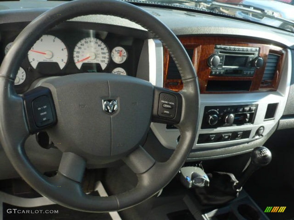 2006 Dodge Ram 3500 Laramie Mega Cab 4x4 Dually Medium Slate Gray Steering Wheel Photo #59119739