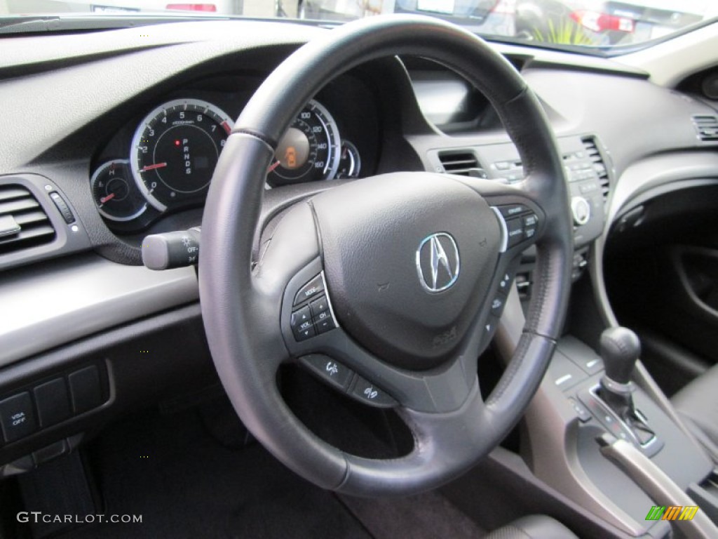 2010 Acura TSX Sedan Ebony Steering Wheel Photo #59127161